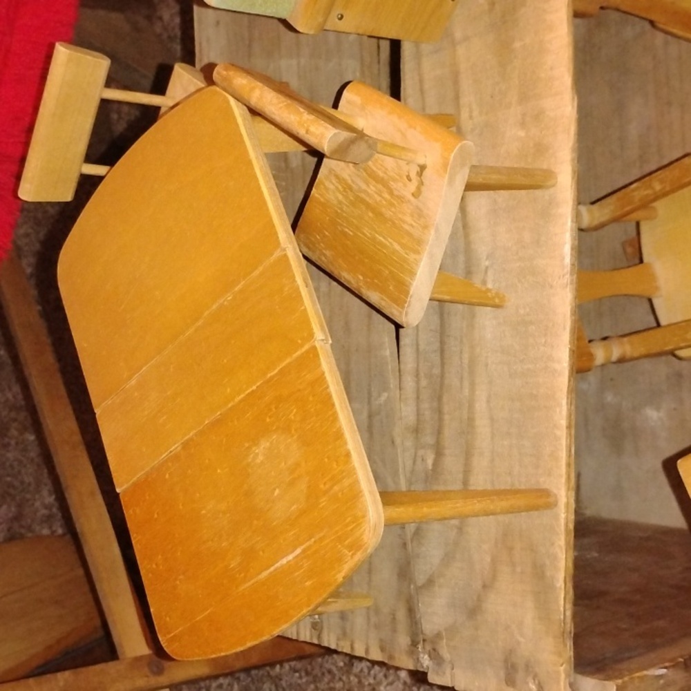 Vintage STROMBECKER Natural Wood and Wicker DOLLHOUSE Lot 14 Pieces TLC - Picture 7 of 10